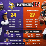 minnesota vikings vs bengals match player stats