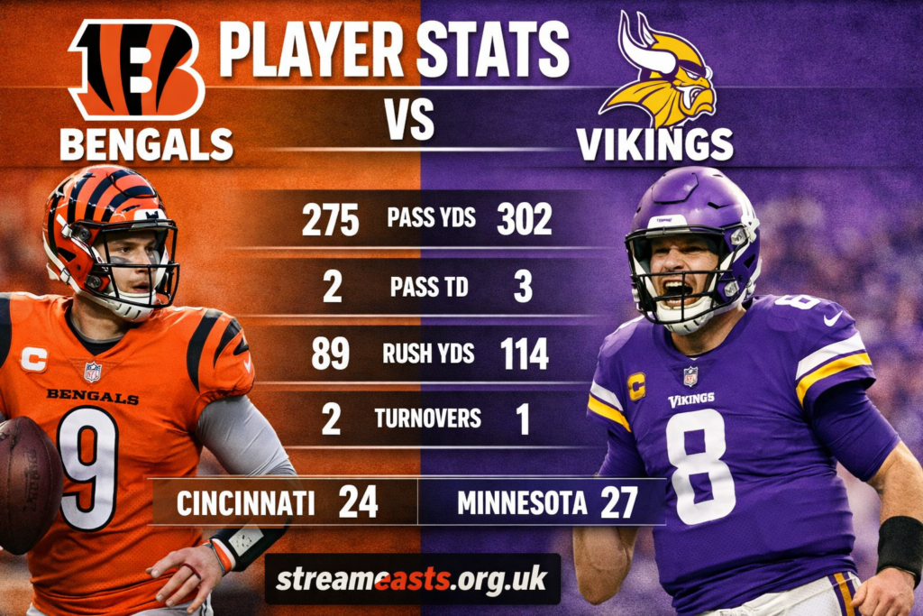bengals vs minnesota vikings match player stats