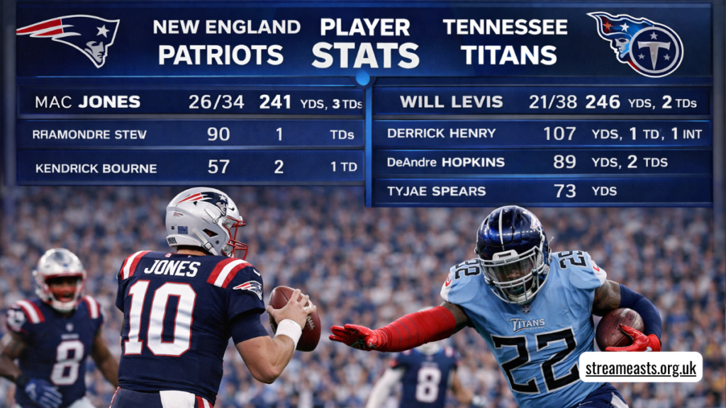 new england patriots vs tennessee titans match player stats